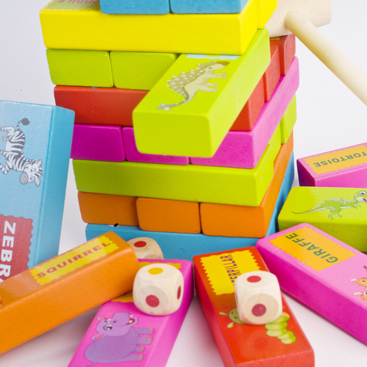 Los niños de educación temprana de madera de ocio animal Jenga Genga gengagan Genga