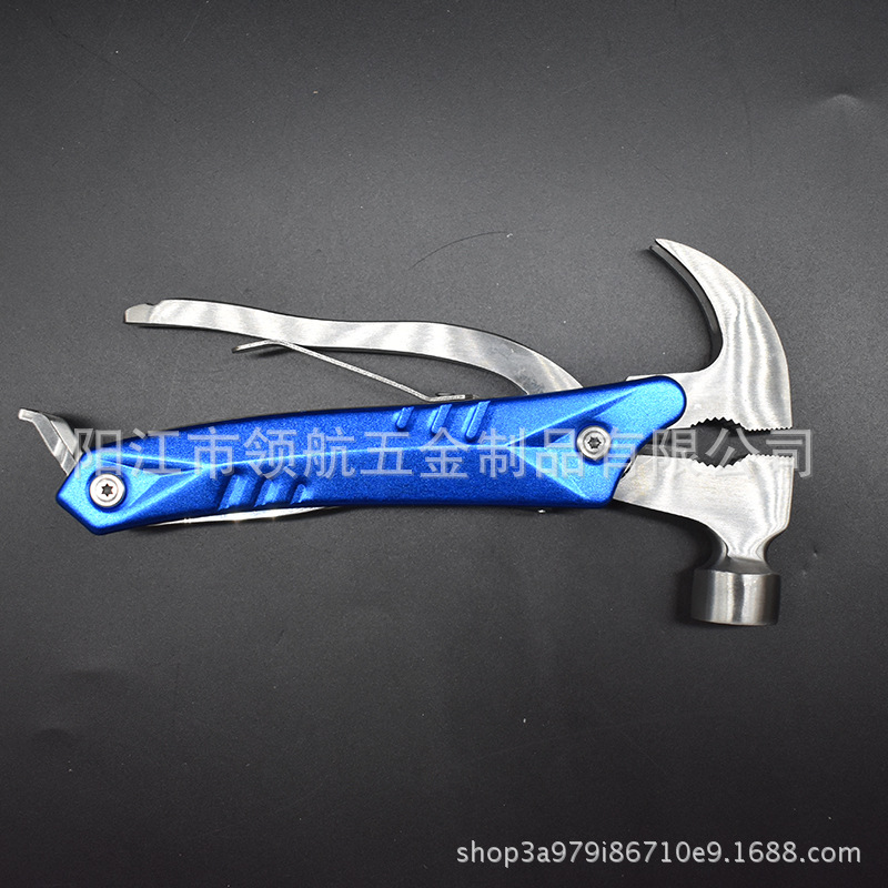 跨境供应不锈钢多功能铝柄羊角锤 户外野外应急工具锤子地钉锤