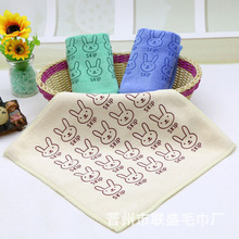 厂家直供纤维磨绒加厚吸水卡通印花方巾儿童擦手巾300g25*25