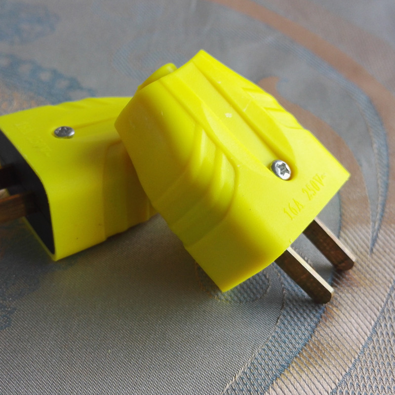 厂家直销 黄色两极可拆式带内胆阻燃固定二插头 电源二插头 火爆