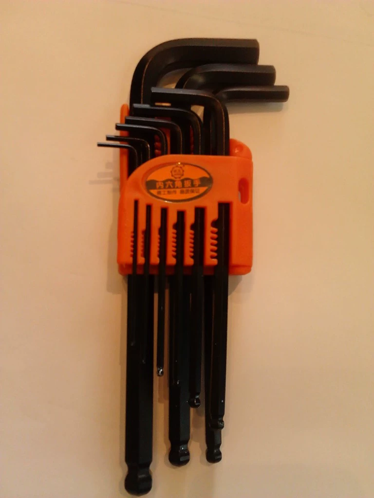 Производство и продажа метрического черного электрофореза с шаровой головкой 9 шт. Костюм с шестигранным ключом длинный и Средний Костюм