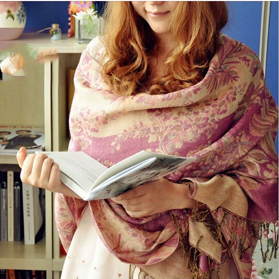 Jacquard tassel rose purple