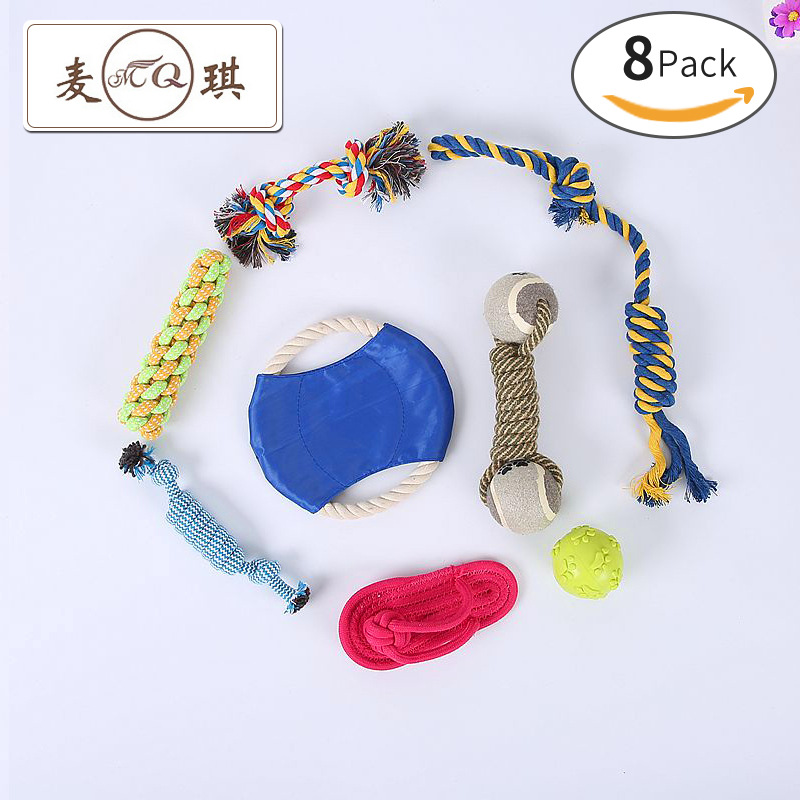 Los fabricantes suministran combinación de juguetes para mascotas, juego de 10 piezas, juguetes para mascotas tpr, juguetes molares de cuerda para perros Corgi