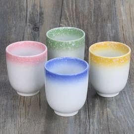 美光烧 雪花釉陶瓷茶杯水杯杯子 彩色杯子品茗杯 创意日式餐具