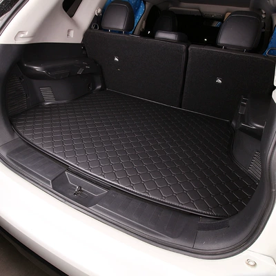 Cross-Border Spherical Trunk Mats, Leather Trunk Mat - flat-edge-spherical-black-black-line-custom