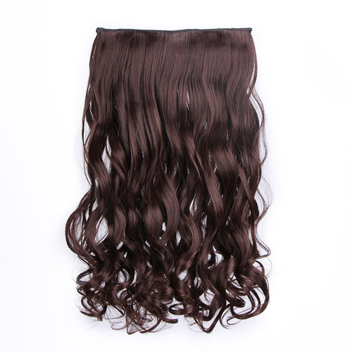 European and American cross-border wig piece, one-piece female hair extension, five-clip seamless chemical fiber curtain curling piece wholesale