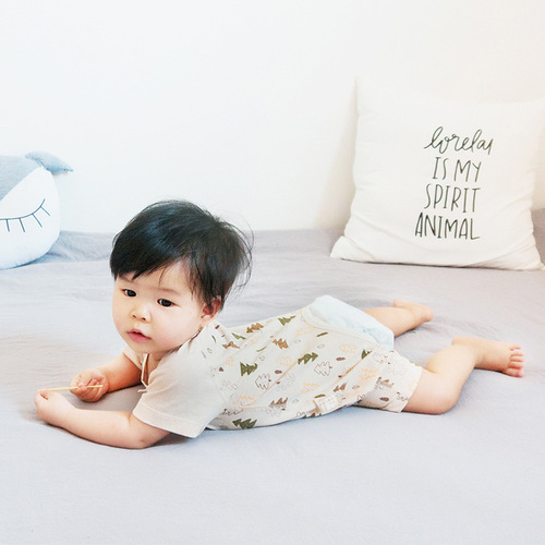 Baby clothing ins colorful cotton short-sleeved harem baby jumpsuit summer rompers cotton manufacturer supply