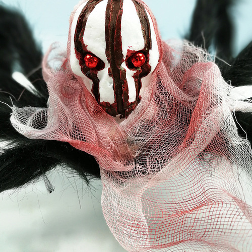 Halloween decorative spider, Halloween horror props, simulated skull spider, 75cm plush spider toy