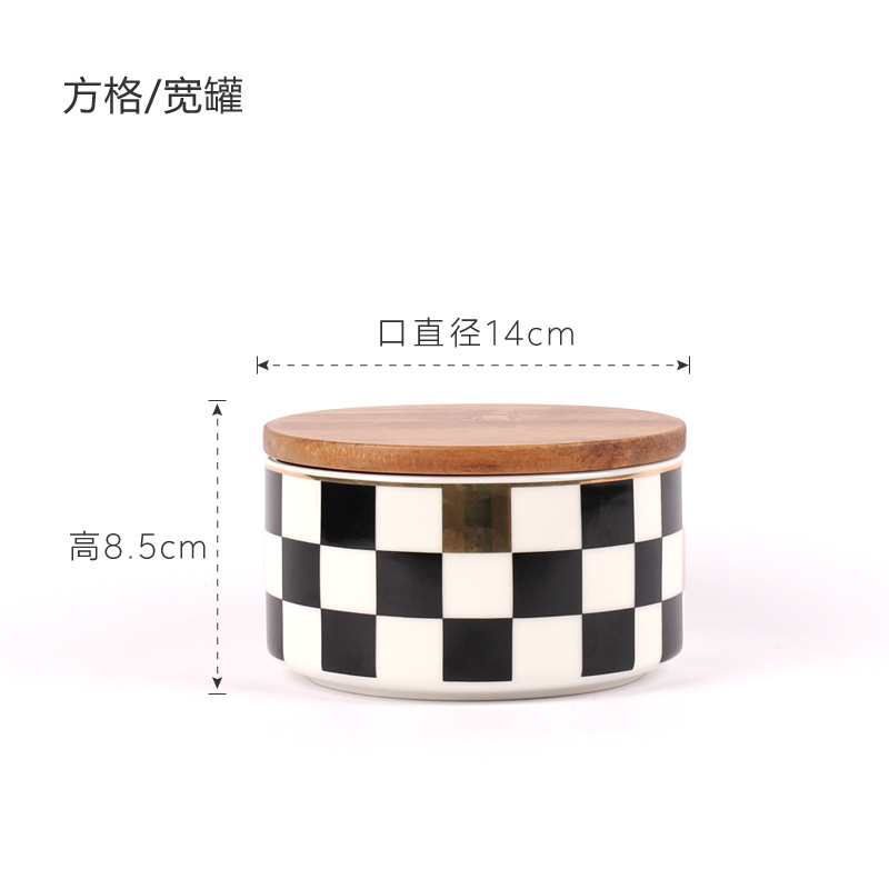 Jarra sellada geométrica nórdica con tapa jarra de almacenamiento de cerámica caja de almacenamiento de café perfumado granos de té decoración de tarro de caramelo
