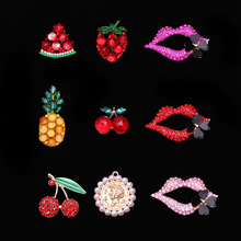 新款可爱diy手机饰品水果樱桃DIY手机壳手工贴钻嘴唇合金饰品配件