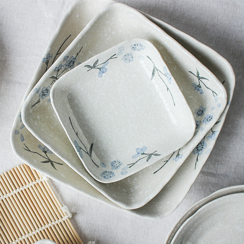 Estilo japonés retro nieve Cereza en forma de vajilla de cerámica redondeada plato de cocina plato de sabor plato de salsa plato de pescado plato de arroz tazón de sopa de fideos