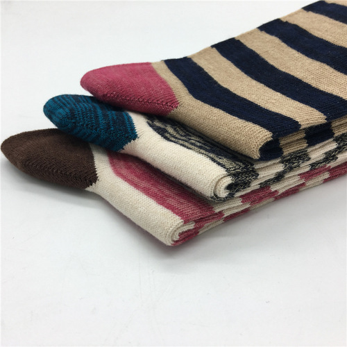 Spring and Autumn New Style Japanese Wide Striped Casual Mid-length Men's and Women's Socks Cotton Socks Couple's Trendy Socks Cotton Socks