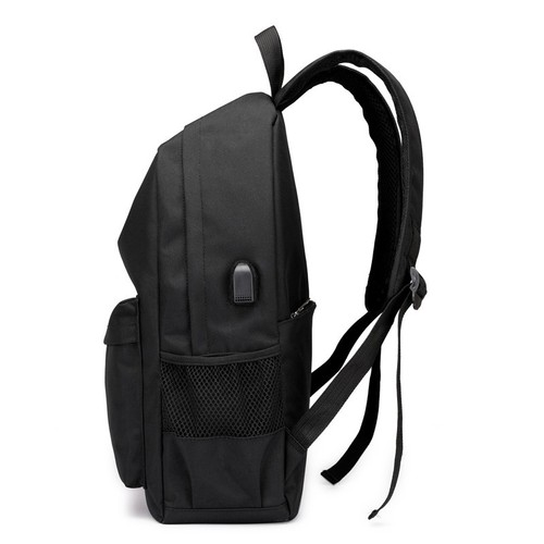 Cross-border solid color men's casual backpack Korean version large capacity USB charging travel backpack college and middle school student school bag