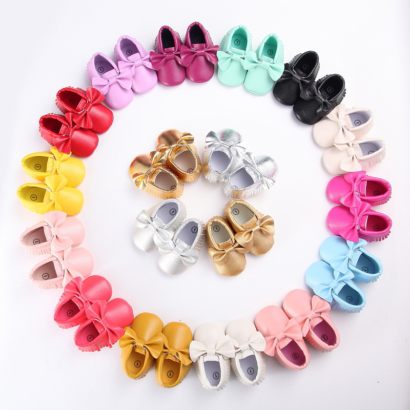 婴儿鞋春秋季0-1岁男女宝宝鞋流苏PU底防滑休闲童学步鞋 一件代发