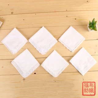 25cm纯棉白色手绢 蕾丝边白手帕 全棉小手帕可DIY涂鸦手绢 可定作