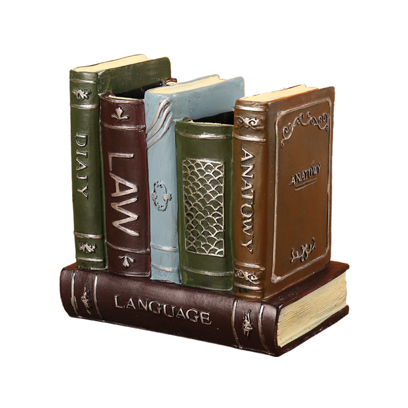 American Creative Resin Book-shaped Pen Holder Desktop Large Capacity Living Room Desk Home Multi-functional Storage Box Ornaments
