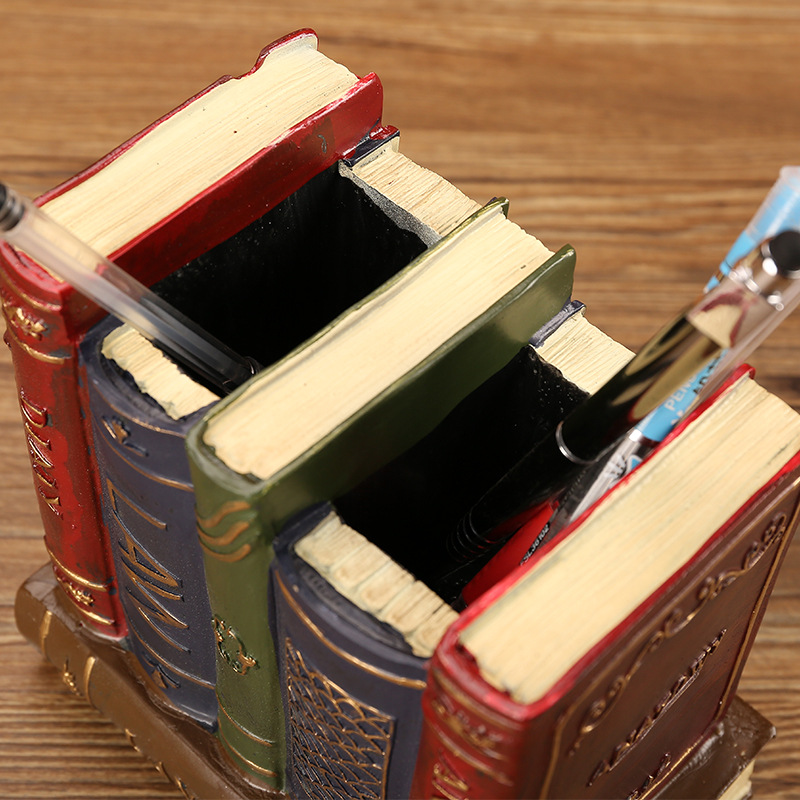American Creative Resin Book-shaped Pen Holder Desktop Large Capacity Living Room Desk Home Multi-functional Storage Box Ornaments