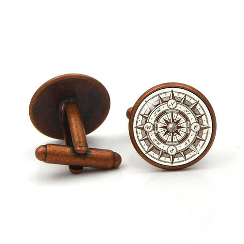 European and American accessories, retro compass, time gemstone cufflinks, men's and women's cufflinks, tie clips, cuff stud buttons