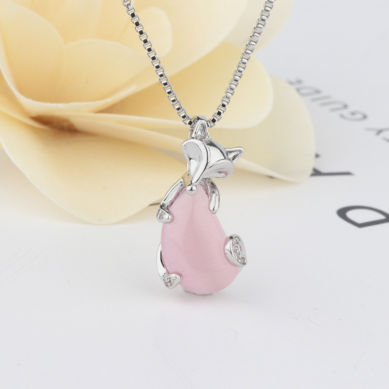 Crystal Fox Pendant Rose Gold Clavicle Chain Simple