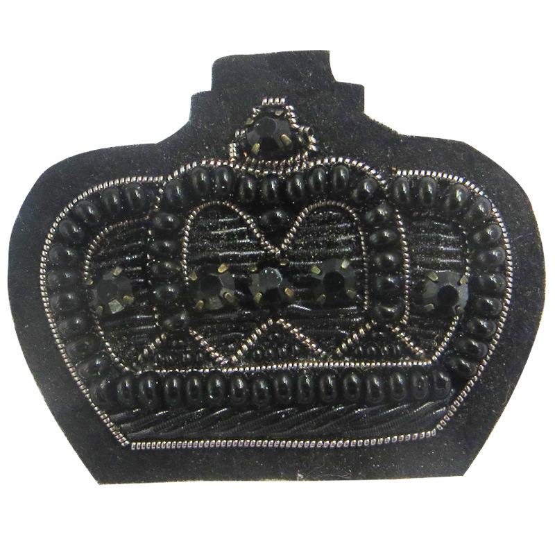 手工刺绣皇冠珠绣印度丝徽章弹簧绣印度丝章仔可按客人款式制作