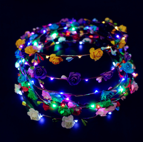 Luminous Garland Colorful Rattan Headwear LED Light Concert Headband Children's Street Stall Night Market Luminous Toys Wholesale