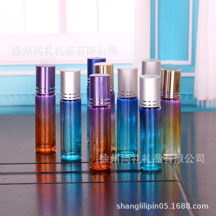 10ml透明滚珠瓶 丝口蓝色走珠玻璃瓶 logo现货销售 化妆品瓶