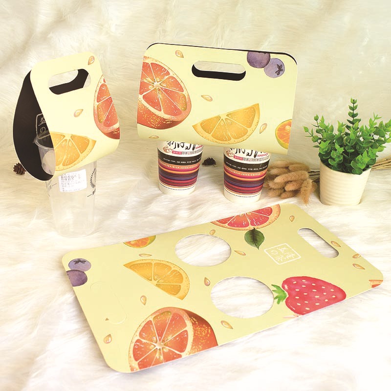 咖啡杯纸托 单杯双杯奶茶打包杯托 冷热饮果汁外卖纸袋