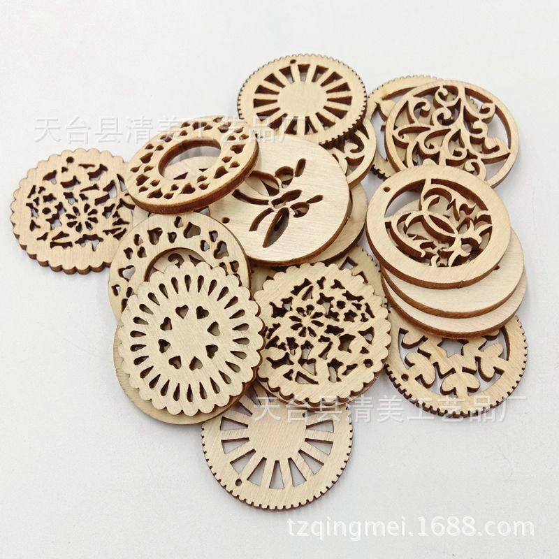 30mm disco hueco de troncos mezcla de artesanía decorativa de madera de bricolaje 20 piezas por paquete