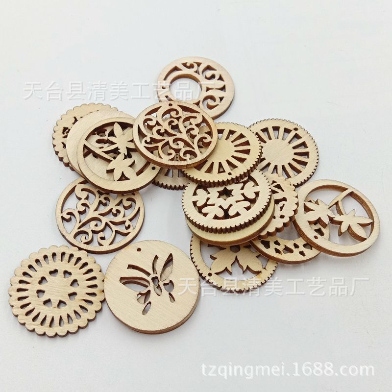 30mm disco hueco de troncos mezcla de artesanía decorativa de madera de bricolaje 20 piezas por paquete