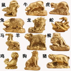 Yang Tong Ji Copper 12 Zodiac Figurines Set Including Rat, Ox, Tiger, Rabbit, Dragon, Snake, Horse, Sheep, Monkey, Rooster, Dog, and Pig, Wholesale Copper Craft Figurines