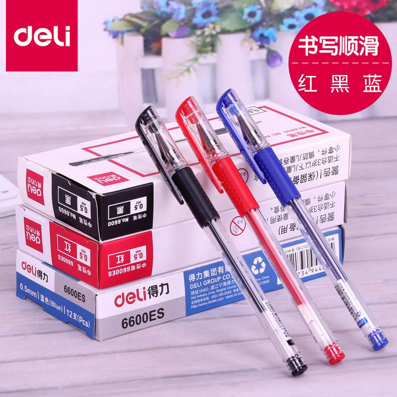 Deli 6600ES гелевая ручка канцелярские принадлежности Подпись углеродная Водяная ручка 0,5 мм офисная заправка Студенческая гелевая ручка оптом