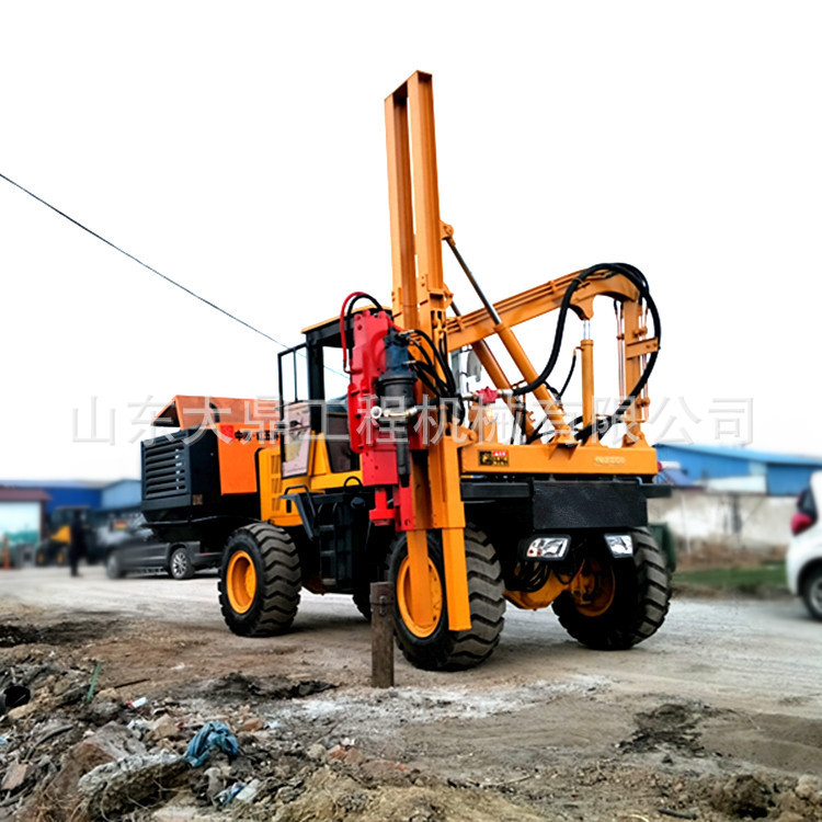 公路护栏液压打桩机 小型公路护栏打桩机 能钻能砸的护栏打桩机