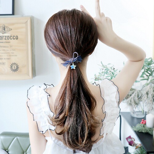 Korean girl heart pink high elastic hand rope rubber band vitality cute starry sky head rope knotted hair rope rubber band hair accessories