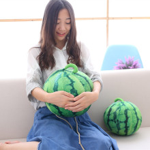 創意仿真3D水果靠墊 西瓜冬瓜抱枕圓形卡通兒童節禮物女毛絨玩具