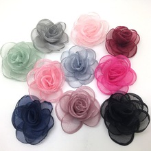 烧边花DIY饰品配件韩版布艺花朵手工材料女生发饰头饰欧根纱布花