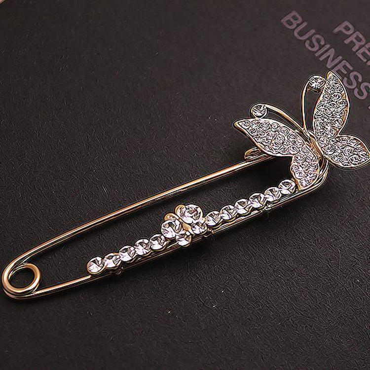 Broche mariposa de strass, joyería elegante para regalo