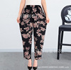 Summer bamboo fashionable trousers, for middle age, oversize, loose straight fit