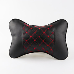 Car Home Dual Use Danny Pig Headrest, Car Red Wine Red Line Seat Breathable Bone Pillow Memory Foam Neck Support Headrest