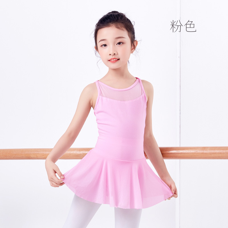 Ropa de baile de la muchacha Honda menos práctica niños Ballet chica baile Rosa Suave neto Latino danza falda ropa