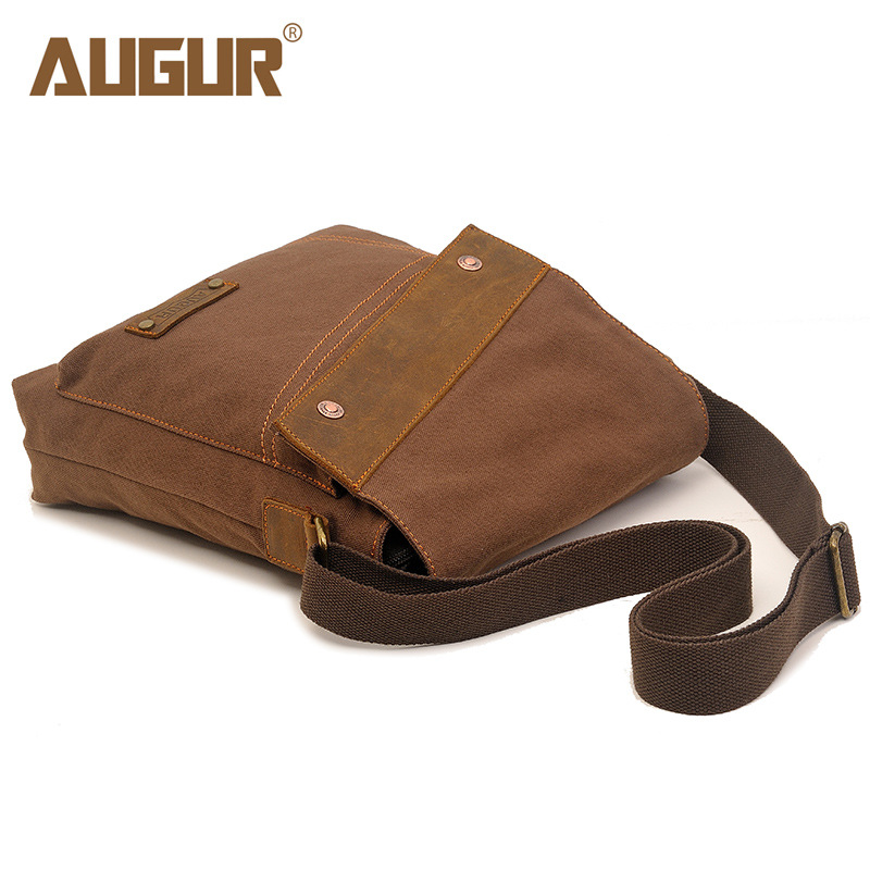 AUGUR nueva bolsa de lona para hombres y mujeres bolsa de mensajero vertical bolsa de hombro suministro transfronterizo retro europeo y americano