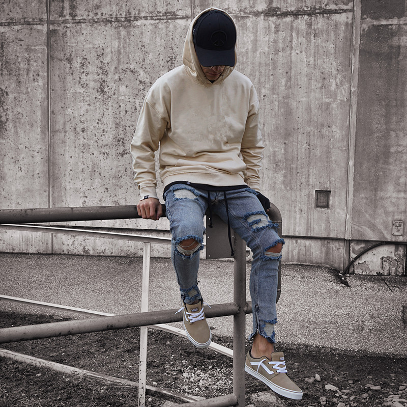 European And American High Street New Jeans Men's Trendy Denim Pants Ripped Zipper Jeans Men's Motorcycle Long Pants Trouser_voghion.com