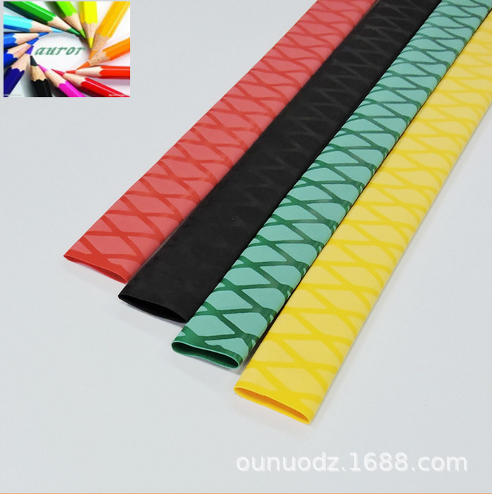 厂家供应高档钓具黄色防滑花纹热缩套管Φ28.0mm
