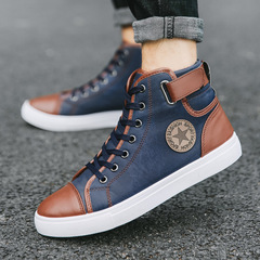 2023 spring new retro trendy shoes British short boots men's high-top shoes Korean style trendy men's high-top sneakers