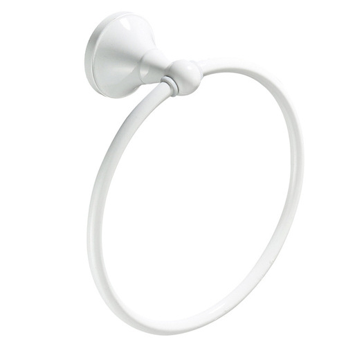 Bathroom hardware pendants wholesale copper material round simple white towel ring baked white paint towel rack towel hanging ring