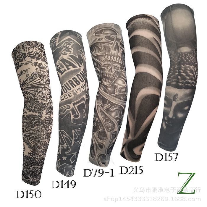 Tattoo sleeve 4-piece set, ultra-thin high-elasticity sun protection ice sleeve arm cover, tattoo sleeve, floral arm sleeve