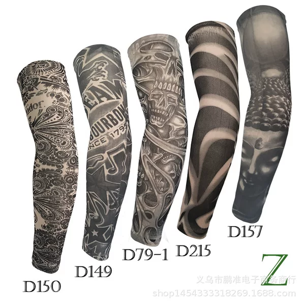 Tattoo sleeve 4-piece set, ultra-thin high-elasticity sun protection ice sleeve arm cover, tattoo sleeve, floral arm sleeve