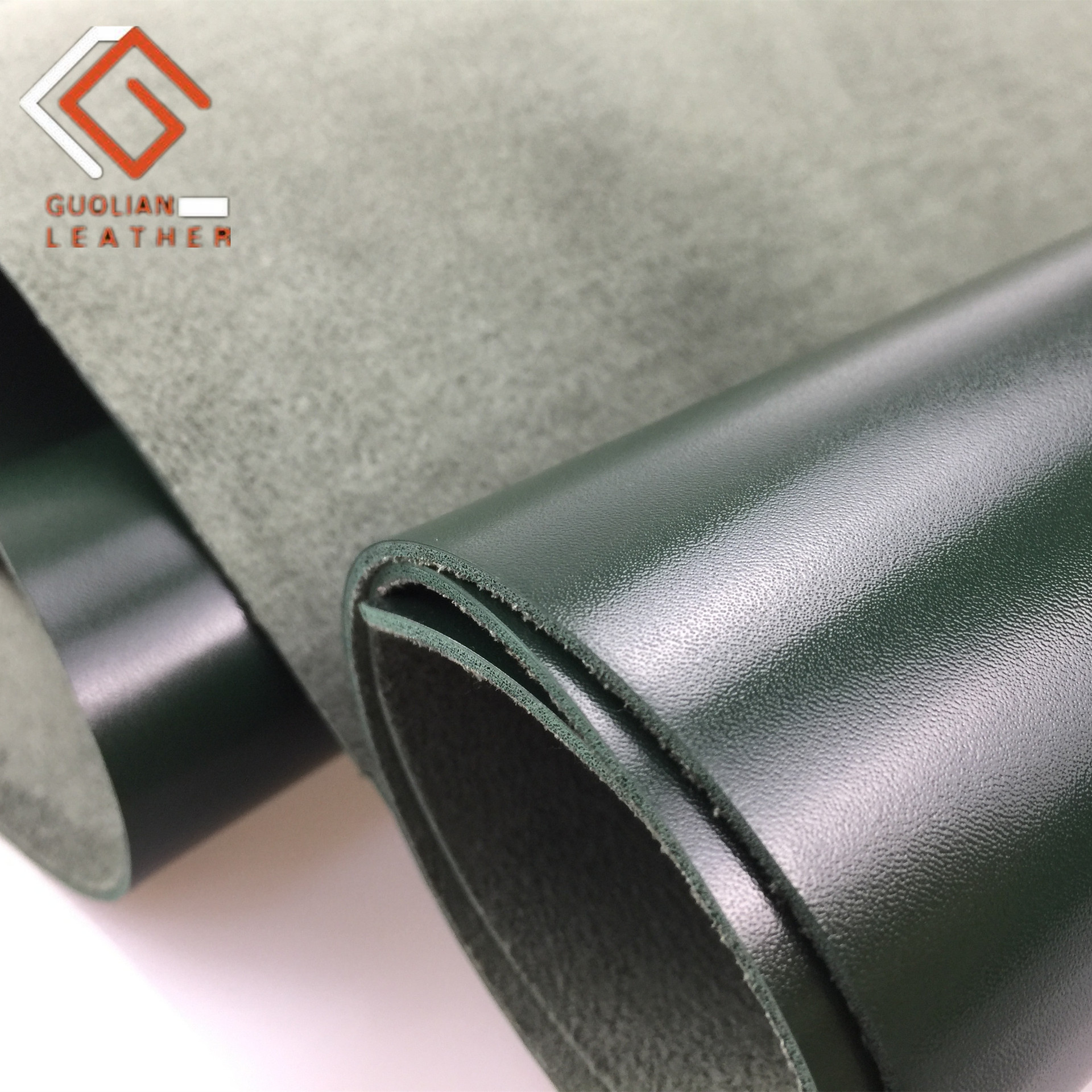 半PU皮革平纹针纹油皮效果麂皮绒手袋硬包箱包革仿真麂皮绒