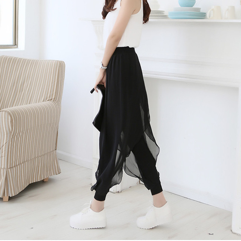 Plus-Size Korean-Style Women's Pants 2026 Summer New Style for Chubby Women, Loose and Slimming, Nine-Point Mesh Harem Pants, Chiffon Pants for Spring and Autumn Plus-Size Korean-Style Women's Pants 2026 Summer New Style for Chubby Women, Loose and Slimming, Nine-Point Mesh Harem Pants, Chiffon Pants for Spring and Autumn