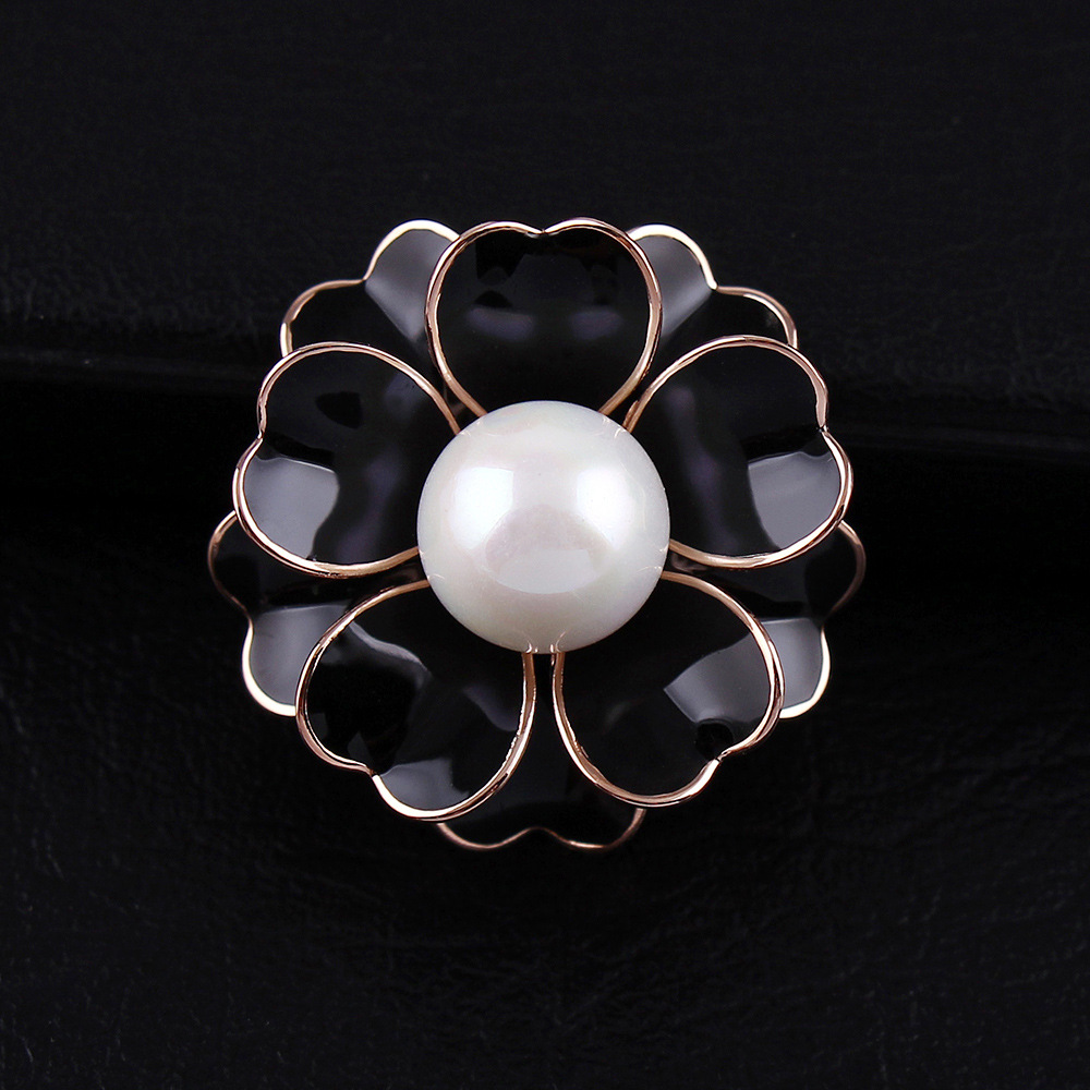 Luxuriöse Kamelien Perlen Brosche Damen Hochwertiges Accessoire_voghion.com