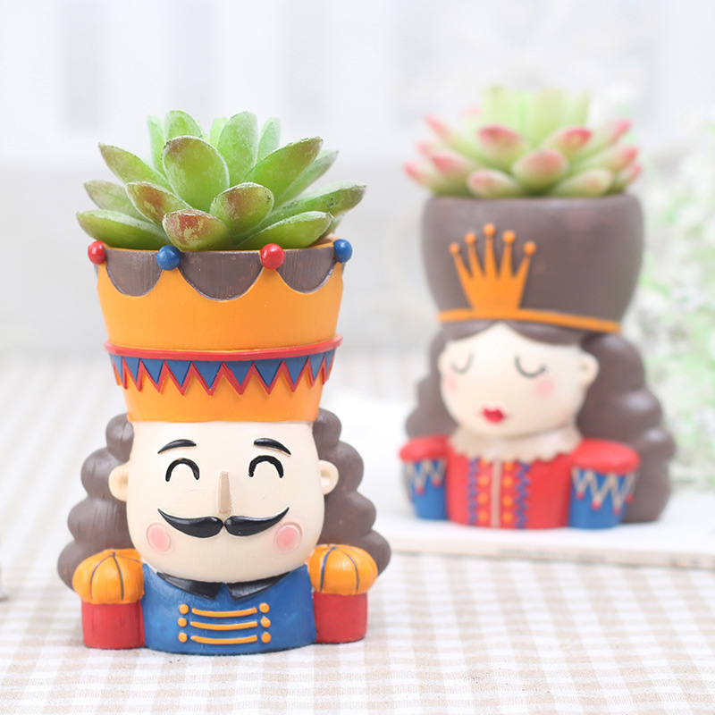 국경 간 제조 업체 창조적 인 호두 동화 분재 원래 zakka 원예 데스크탑 다육 수지 화분 화분